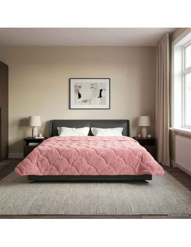 Duvet Invernale Rosa 200 x 240 cm Microfibra e Fleece Teddy