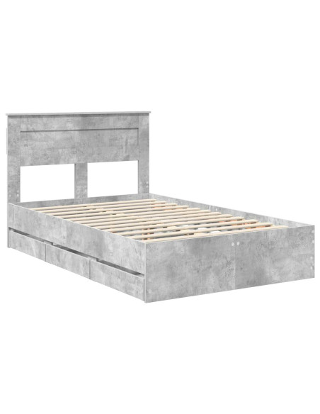 Struttura del letto con cassetto Grigio cemento 135 x 190 cm