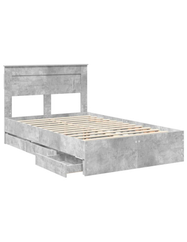 Struttura del letto con cassetto Grigio cemento 135 x 190 cm