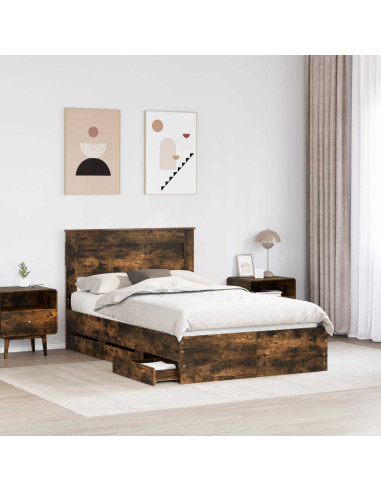 Struttura del letto con cassetto Rovere fumé 120 x 190 cm