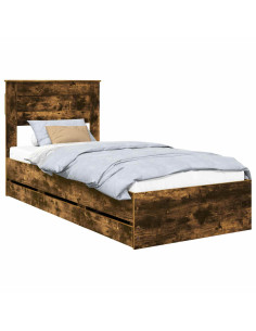 Struttura del letto con cassetto Rovere fumé 100 x 200 cm 2