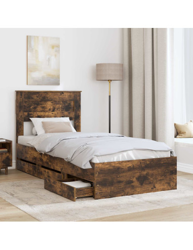 Struttura del letto con cassetto Rovere fumé 100 x 200 cm