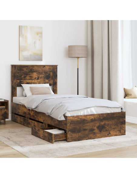 Struttura del letto con cassetto Rovere fumé 100 x 200 cm