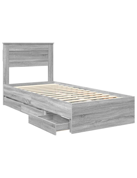 Struttura del letto con cassetto Grigio Sonoma 100 x 200 cm