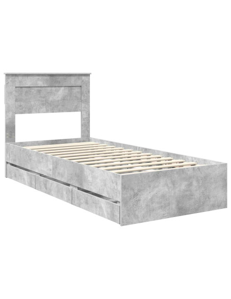 Struttura del letto con cassetto Grigio cemento 90 x 190 cm