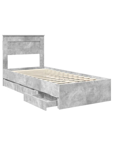 Struttura del letto con cassetto Grigio cemento 90 x 190 cm