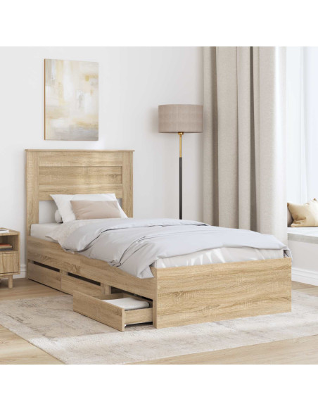 Struttura del letto con cassetto Rovere Sonoma 90 x 200 cm