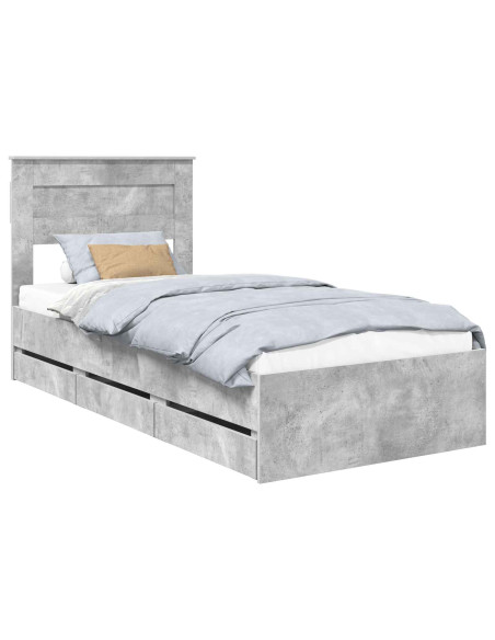 Struttura del letto con cassetto Grigio cemento 90 x 200 cm