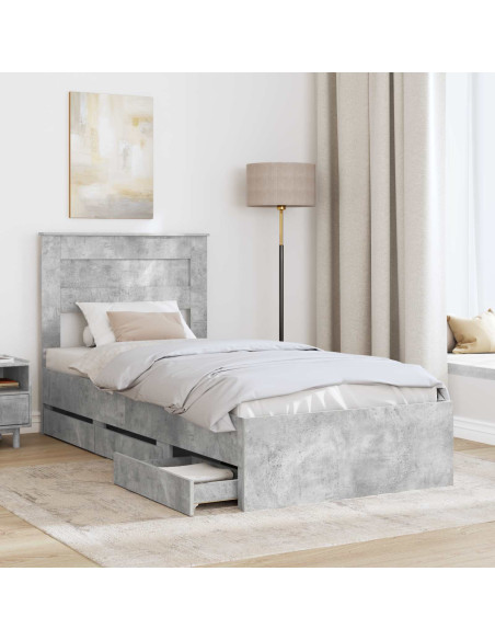 Struttura del letto con cassetto Grigio cemento 90 x 200 cm