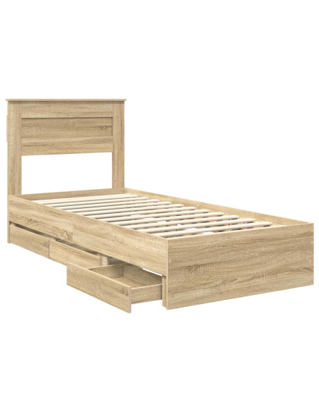 Struttura del letto con cassetto Rovere Sonoma 75 x 190 cm