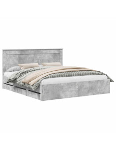 Struttura del letto con cassetto Grigio cemento 200 x 200 cm 2