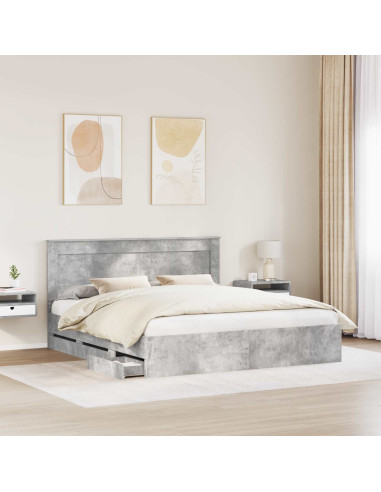 Struttura del letto con cassetto Grigio cemento 200 x 200 cm