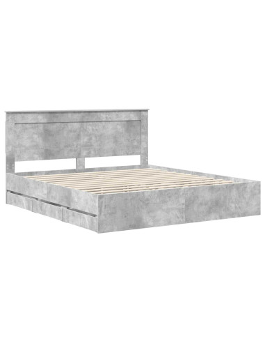 Struttura del letto con cassetto Grigio cemento 200 x 200 cm