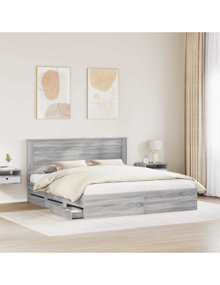 Struttura del letto con cassetto Grigio Sonoma 200 x 200 cm