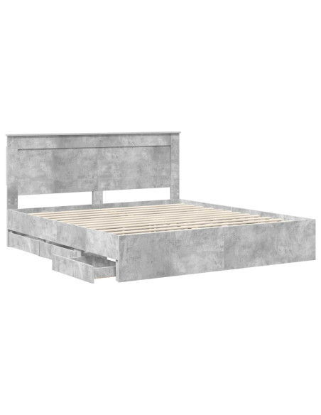 Struttura del letto con cassetto Grigio cemento 180 x 200 cm