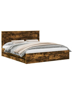 Struttura del letto con cassetto Rovere fumé 180 x 200 cm 2