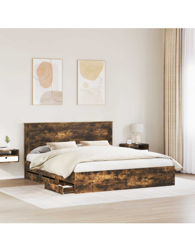 Struttura del letto con cassetto Rovere fumé 180 x 200 cm
