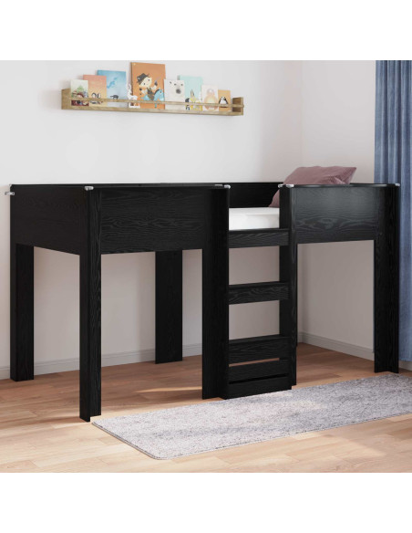 Letto a Castello per Bambini Rovere Nero 80 x 200 cm
