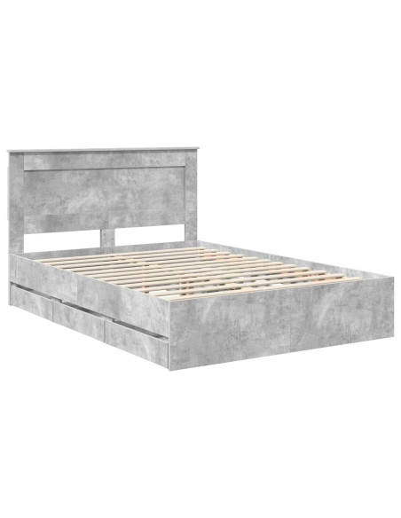 Struttura del letto con cassetto Grigio cemento 140 x 190 cm
