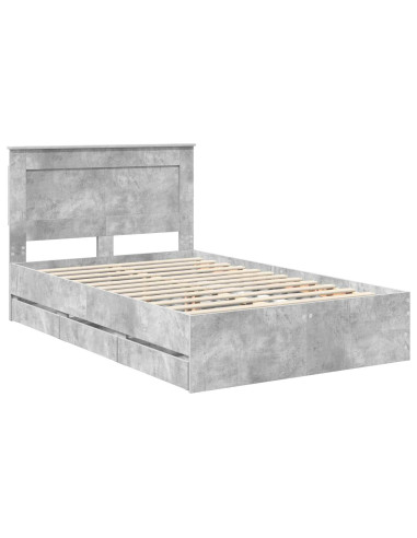 Struttura del letto con cassetto Grigio cemento 135 x 190 cm