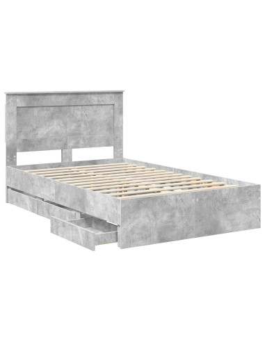 Struttura del letto con cassetto Grigio cemento 135 x 190 cm
