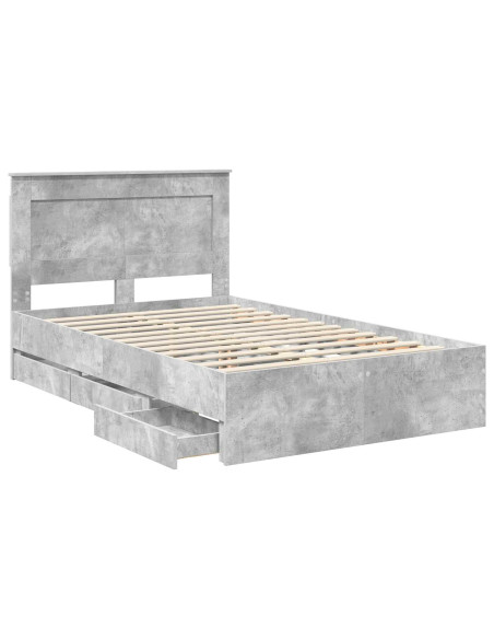 Struttura del letto con cassetto Grigio cemento 135 x 190 cm