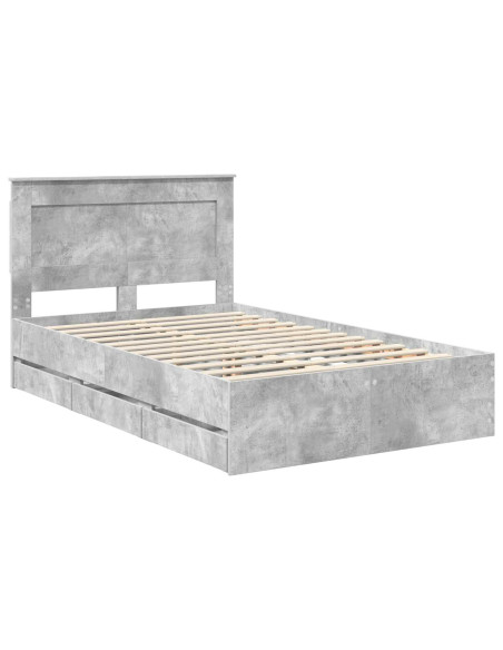 Struttura del letto con cassetto Grigio cemento 120 x 190 cm
