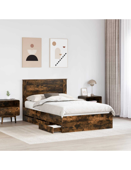 Struttura del letto con cassetto Rovere fumé 120 x 190 cm