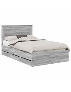 Struttura del letto con cassetto Grigio Sonoma 120 x 190 cm 2