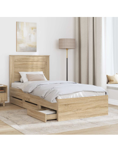 Struttura del letto con cassetto Rovere Sonoma 100 x 200 cm