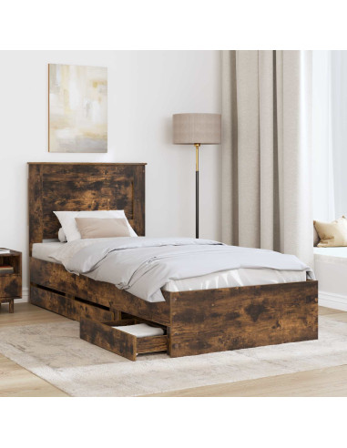 Struttura del letto con cassetto Rovere fumé 100 x 200 cm