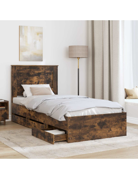 Struttura del letto con cassetto Rovere fumé 100 x 200 cm