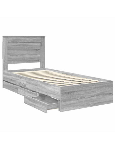Struttura del letto con cassetto Grigio Sonoma 100 x 200 cm