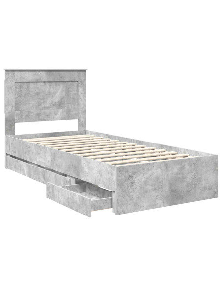Struttura del letto con cassetto Grigio cemento 90 x 190 cm