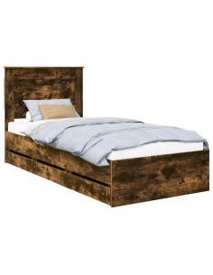 Struttura del letto con cassetto Rovere fumé 90 x 190 cm 2