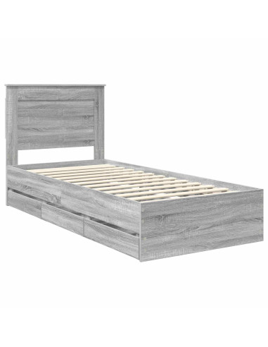 Struttura del letto con cassetto Grigio Sonoma 90 x 190 cm