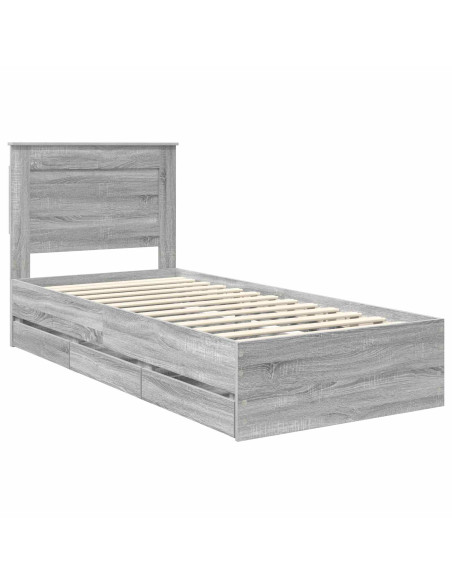 Struttura del letto con cassetto Grigio Sonoma 90 x 190 cm