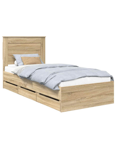 Struttura del letto con cassetto Rovere Sonoma 75 x 190 cm