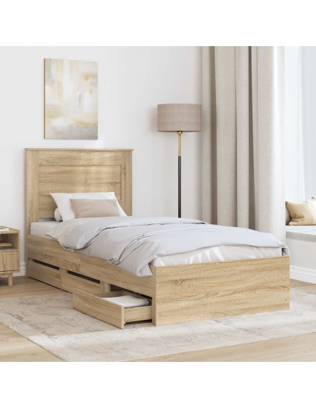 Struttura del letto con cassetto Rovere Sonoma 75 x 190 cm