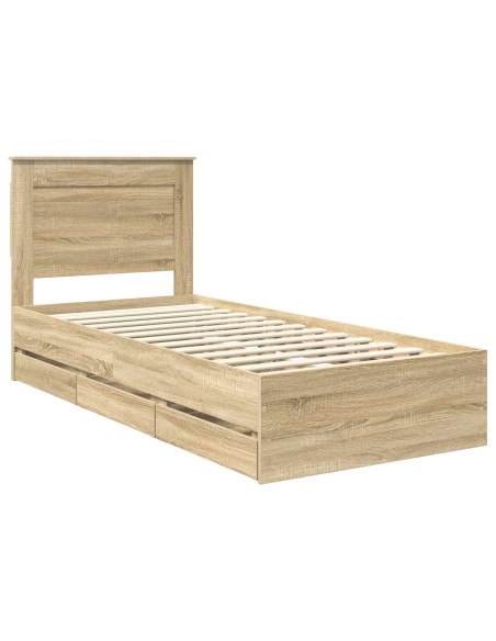 Struttura del letto con cassetto Rovere Sonoma 75 x 190 cm