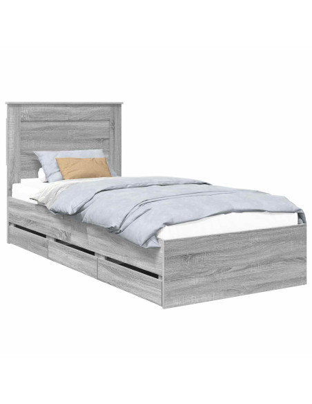 Struttura del letto con cassetto Grigio Sonoma 75 x 190 cm