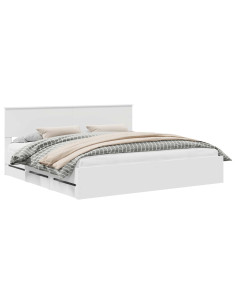 Struttura del letto Bianco 200 x 200 cm Legno Ingegnerizzato 2