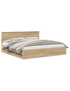 Struttura del letto con cassetto Rovere Sonoma 200 x 200 cm 2