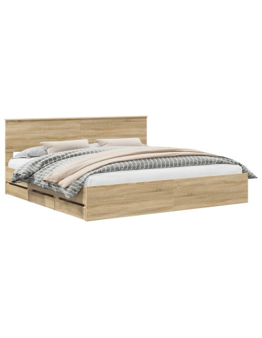 Struttura del letto con cassetto Rovere Sonoma 200 x 200 cm