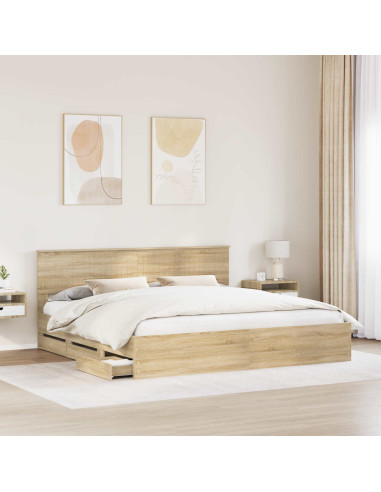 Struttura del letto con cassetto Rovere Sonoma 200 x 200 cm