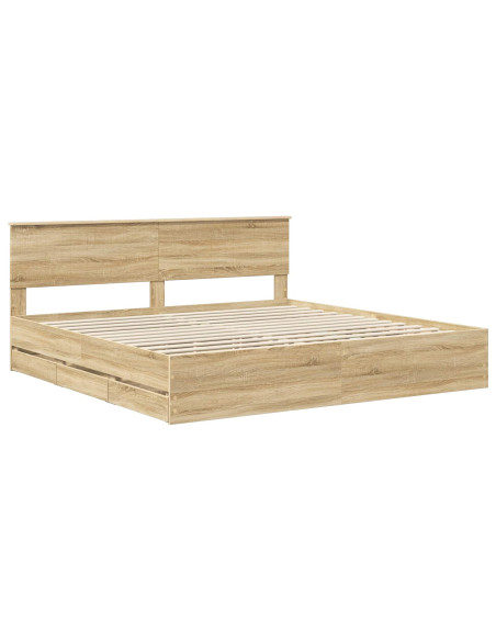 Struttura del letto con cassetto Rovere Sonoma 200 x 200 cm