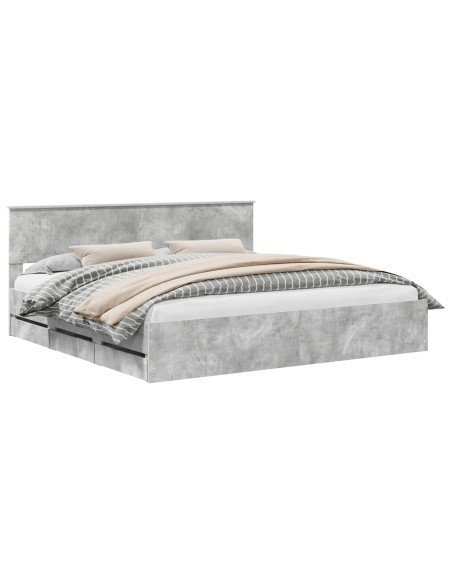 Struttura del letto con cassetto Grigio cemento 200 x 200 cm