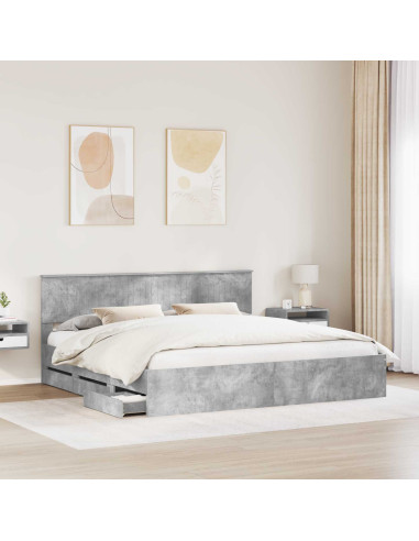 Struttura del letto con cassetto Grigio cemento 200 x 200 cm