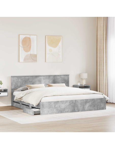 Struttura del letto con cassetto Grigio cemento 200 x 200 cm