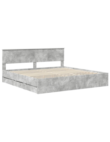 Struttura del letto con cassetto Grigio cemento 200 x 200 cm